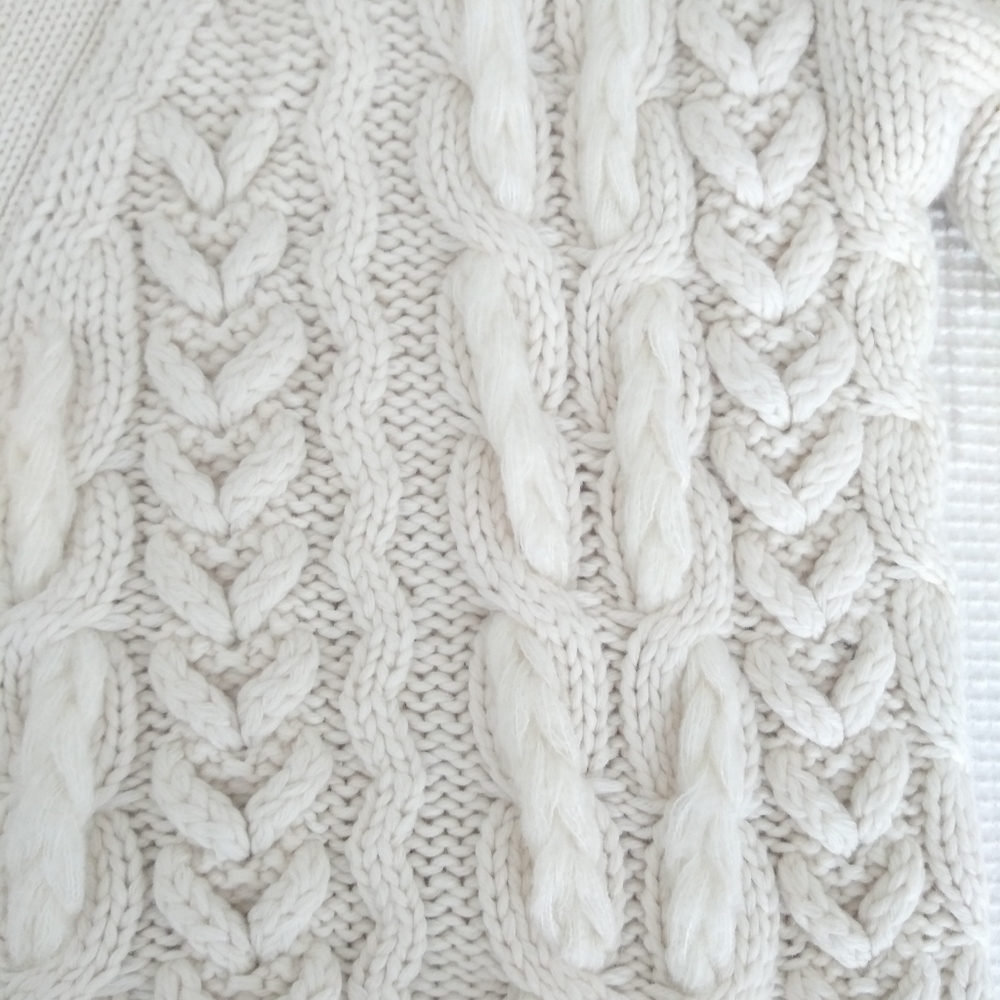 Zara Cable Knit Chunky Cream Top Cardigan Sweater - Picture 6 of 7